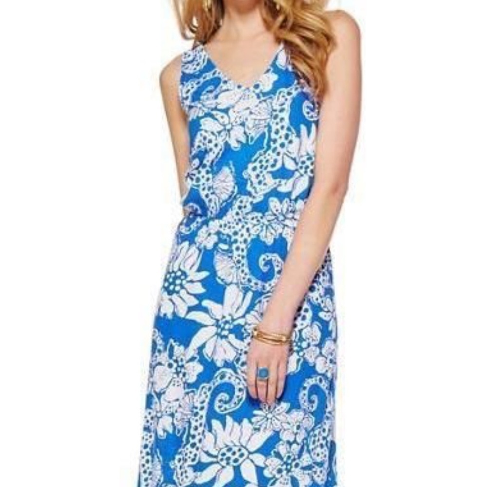 Lilly Pulitzer | Mills Racerback Maxi Dress Deep Sea Blue Cotton Lightweight
